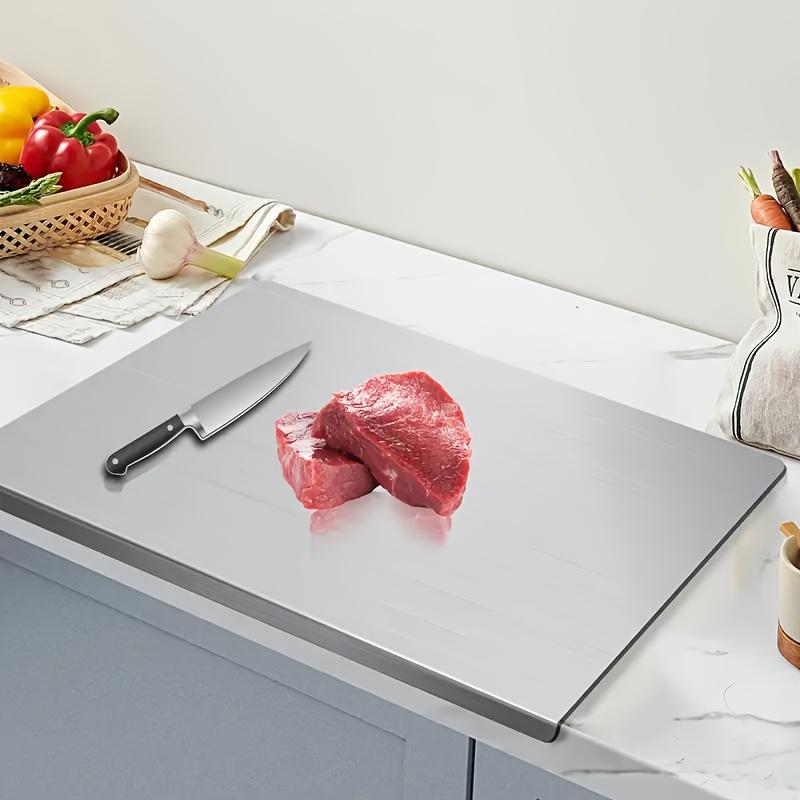 Extra Large Stainless Steel Rolling Chopping Board Double-Sided, Durable Kitchen Countertop Protector for Home Cooks, Culinary Chopping Board