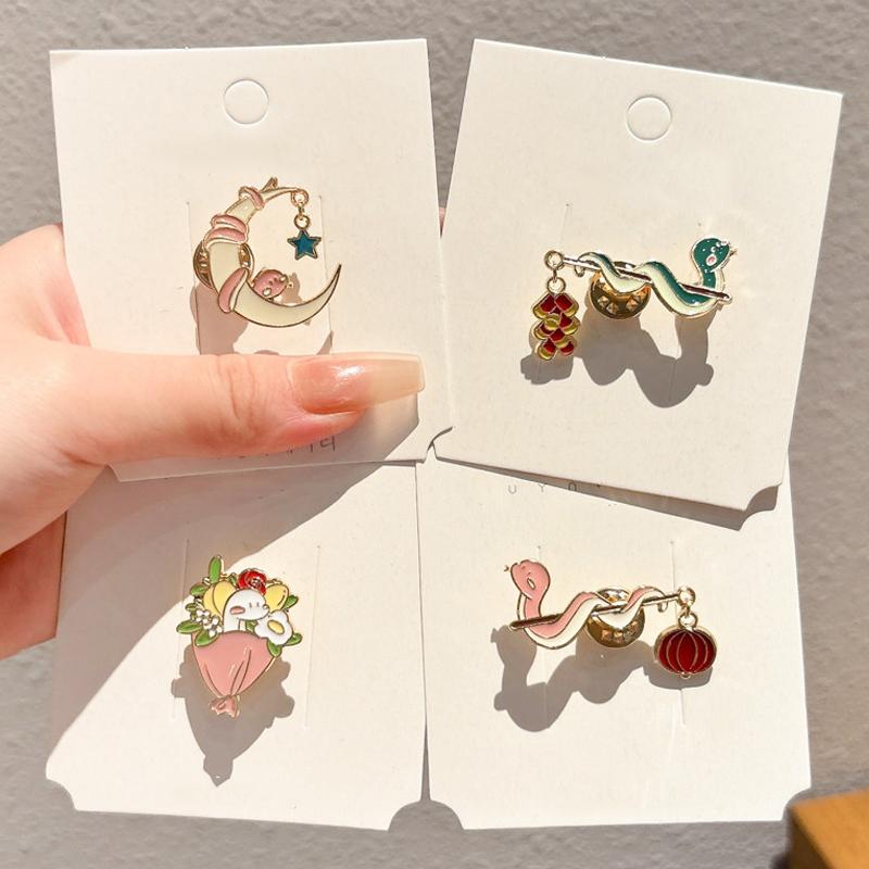 Year Cute Snake Brooch Metal Badge Cartoon Brooch Bags Clothing Accessories