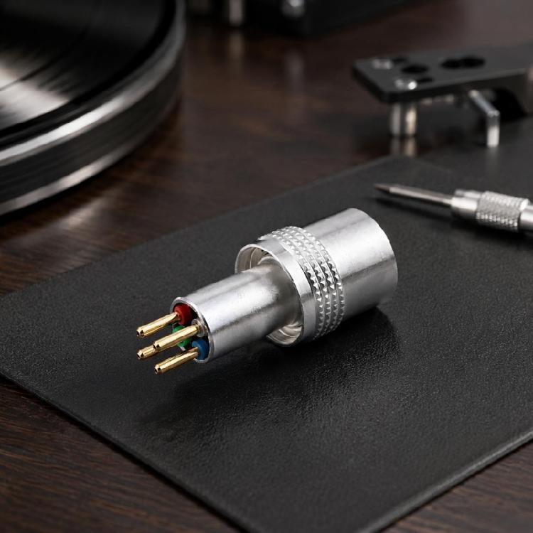 Headshell Connection Repair Support, Silver-Tone Metal Tonearm Arm Connector Socket Plug with Defined Coupling Format for SL1200 MK3, MK5, and 1000R