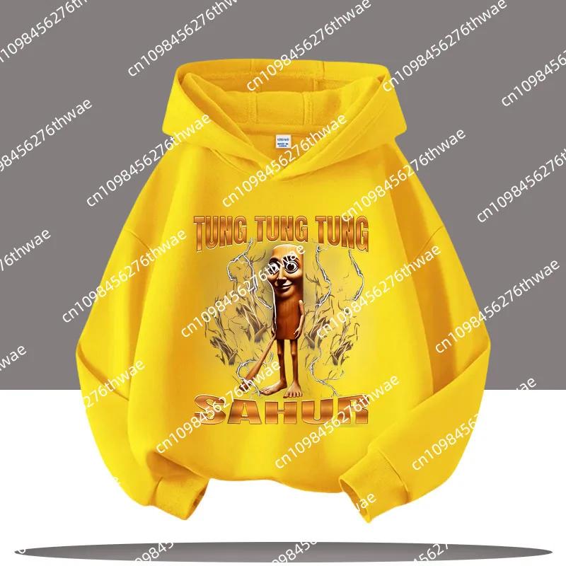 Tung Tungtung Sahur Ležérní Top s dlouhým rukávem Chlapecké oblečení Italský brainrot Dětská mikina Vtipná kreslená grafika Tenké mikiny