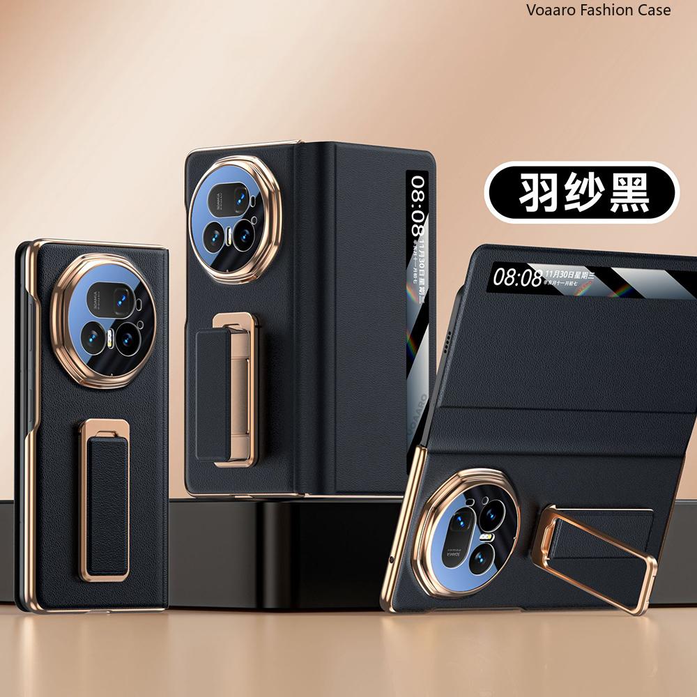 Smart Touch View Genuine Leather Flip Funda for Honor Magic V5 Case for Honor Magic V5 Case Magnetic Wristband Kickstand Cover