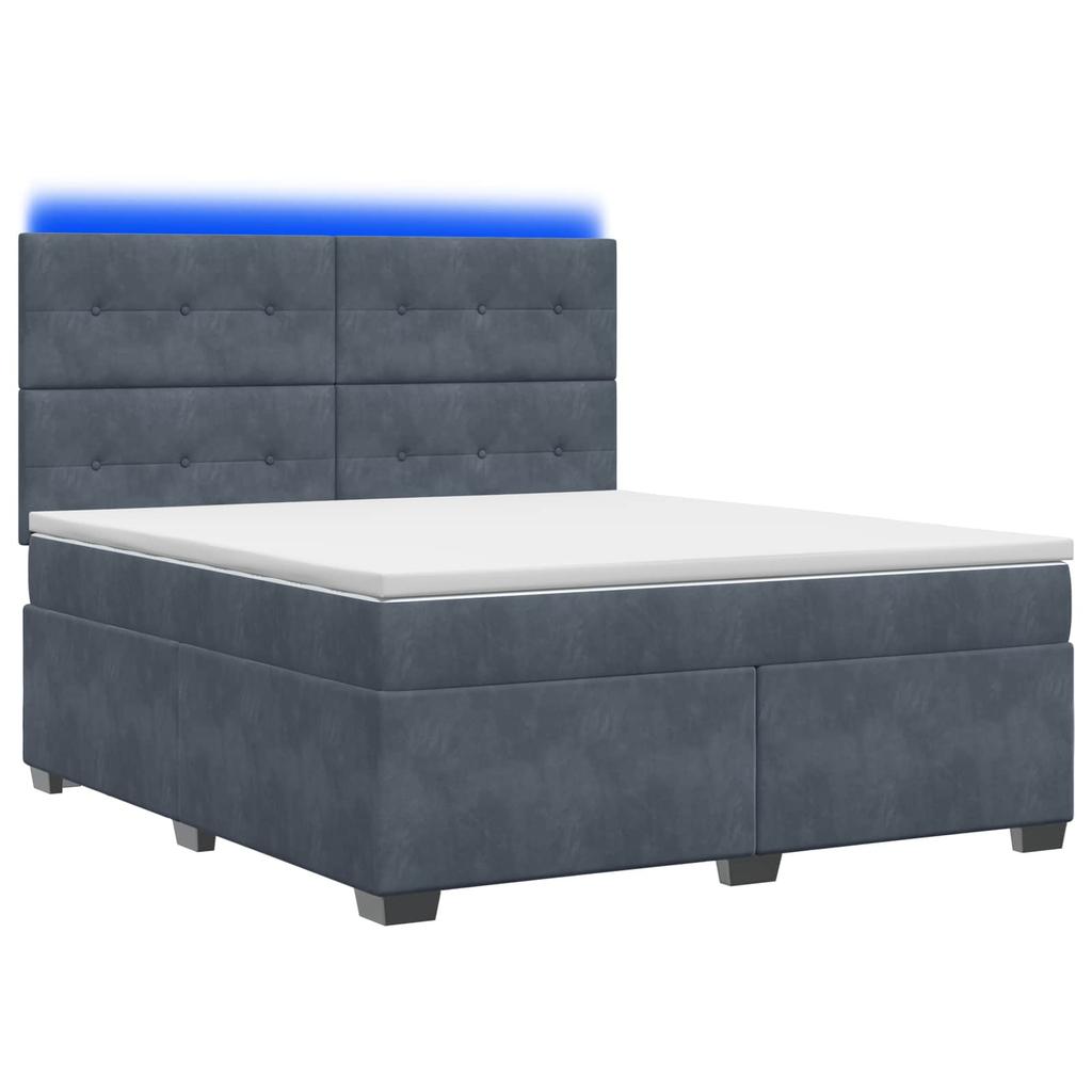 Box Spring Bed with Mattress Dark Gray 140 X 190 Cm Velvet