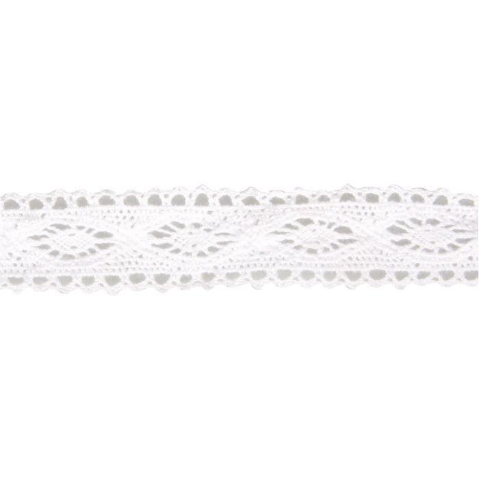 Galon en coton Cassandra, 2,3cm, carte en bois 2,5m, blanc