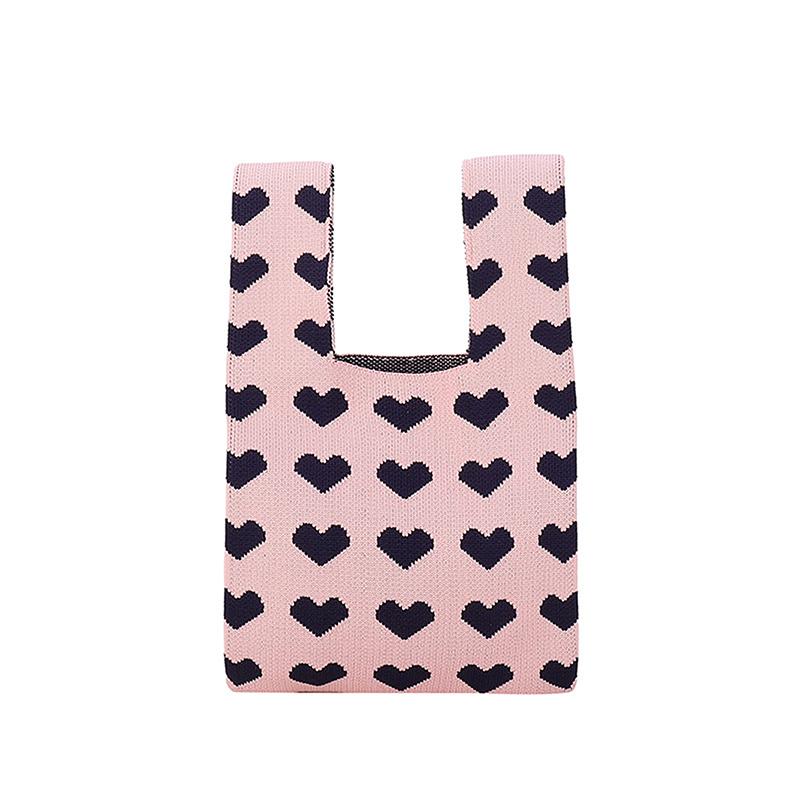 Women'S Knot Wrist Bag Tote Handmade Knitted Bag Portable Mini Striped Bucket Phone Bags Large Capacity Autumn Winter Handbags