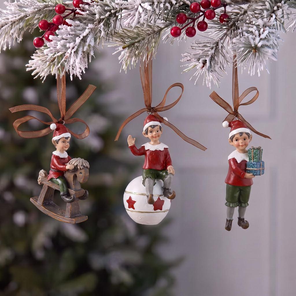 Colorful 3D Retro Bell Resin Ornament - American Cartoon Style Christmas Hanging Decoration