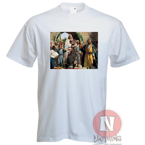 Jesus On A Dinosaur Trex Urban Art Graffiti Direct To Garunisext Printed TShirt 2XL