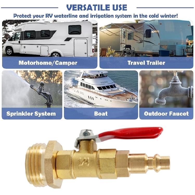 Winterizing Kit Plug for Boat Blowout Adapter 1/4'' Quick Connect Plug & 3/4" GHT Thread