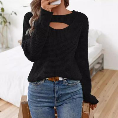 Suéter de esqueleto de primavera e outono, suéter de malha feminino, suéter com fundo interno