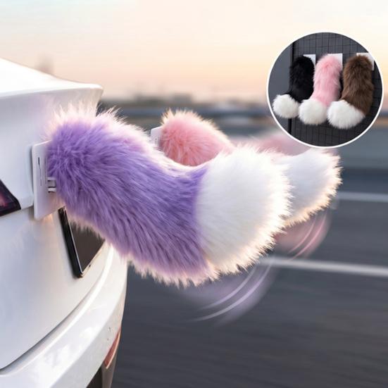 Elektryczny machający ogon do samochodu, pluszowy zwierzęcy ogon sterowany pilotem, ruchoma ozdoba na bagażnik z futra aktywowana dźwiękiem do Cosplay Anime