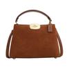 Eliza 21 Gold Carriage Logo Buckle Closure Cow Split Leather Shoulder Crossbody Tote Small Women's Yellow Ocher