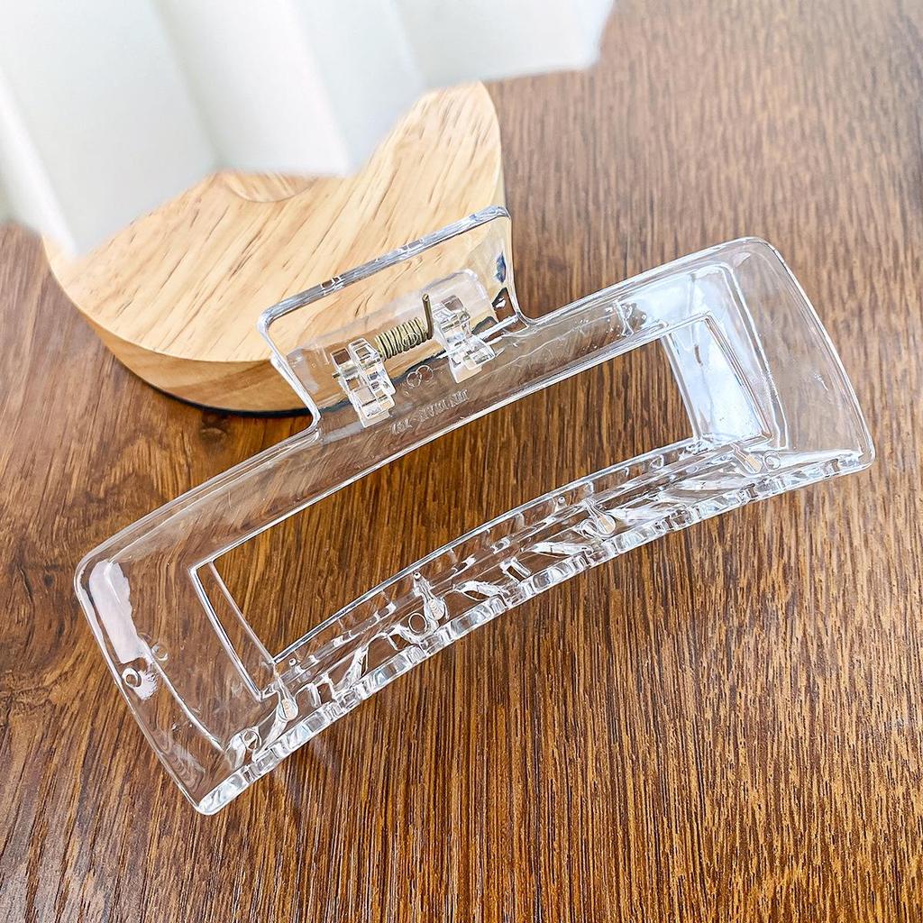 Korean Style Transparent Arc Semi-Circular Hair Clip for Women's Updo - High-End Hollow Shark Clip