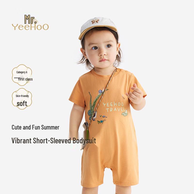 YEEHOO Baby Boy s Cartoon Short Sleeve Cotton Romper 66