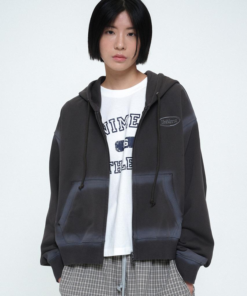 Universe Garment Spray Zip-Up Hoodie_Charcoal