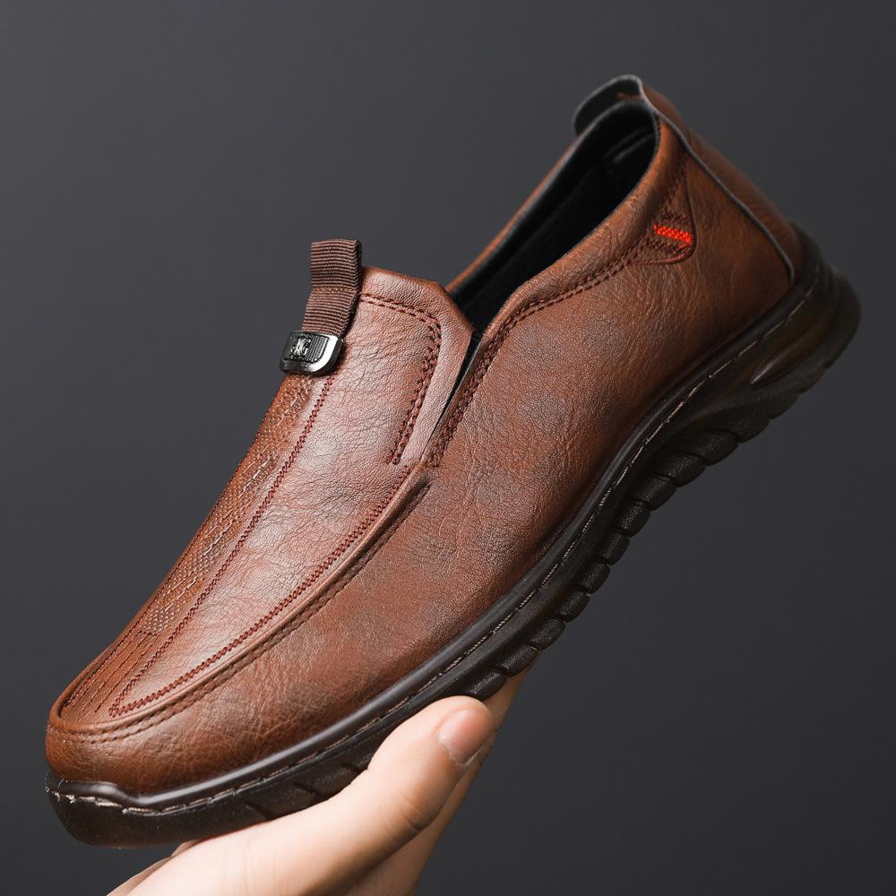 Men's Shoes Autumn New Soft-soled Business Casual Leather Shoes Simple, Comfortable, Non-slip and Wear-resistant One-pedal Dad Shoes