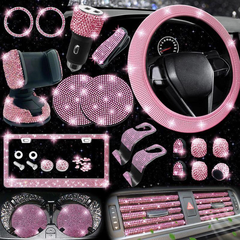 Non-Slip and Comfortable, Without Inner Ring, Handlebar Cover with Rhinestones, American Standard License Plate Frame, Rhinestone Car Decoration