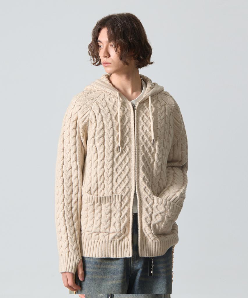 Dimiteulibeullaeg 2Way Heavyweight Cable Knit Zip-Up Hoodie_Oatmeal