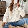 Women's Plush Jacket, Casual Solid Color Hooded Drawstring Jacket