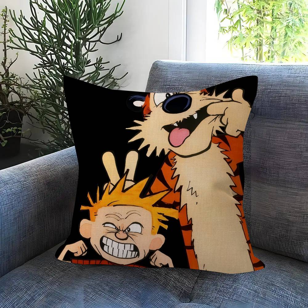 Anime C-Calvin And H-Hobbes Cushion Cover Car Throw Pillow Case For Sofa Car Christmas Gift
