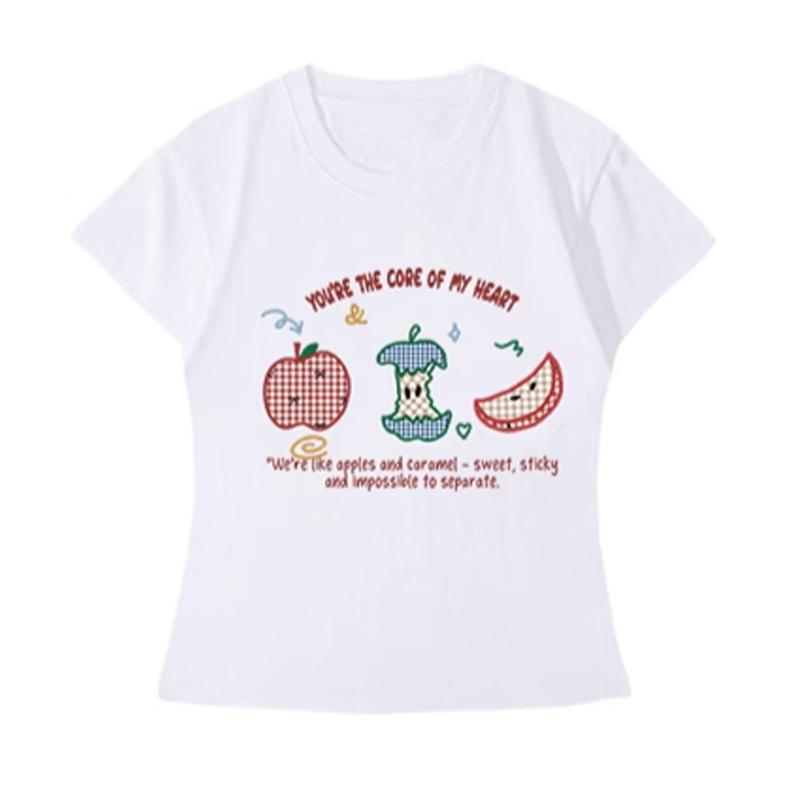 Summer new niche special cartoon sweet couple wear cotton short-sleeved T-shirt casual versatile men's and women's tops