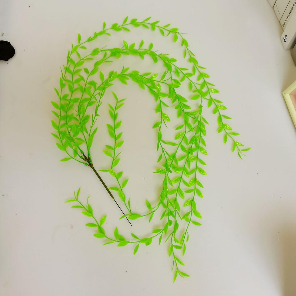 Plantă de Simulație Verde Salcie Plângătoare Agățată de Perete Frunze de Salcie Răsucite Decorative Plastic Plantă Verde Falsă 5 Furci Peste Râu Ratan Dragon
