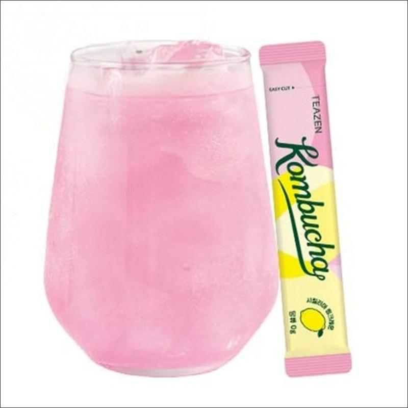 TEAZEN Kombucha Pink Lemon 50 Sticks / Low Calorie, Zero Sugar