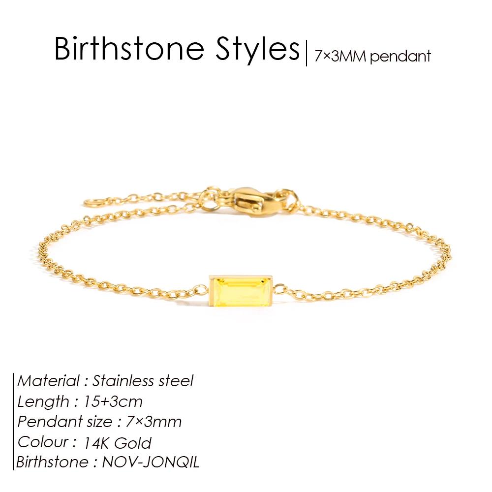 eManco Personalized Minimalist Birthstone Bracelet Stainless Steel PVD Gold Color Women's Birthday Gifts Daily Wear Celebrations