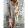 Women's shorts suit casual solid color cotton linen long sleeve wrinkle shirt and shorts two-piece set