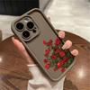 Painting Red Rose Flower Case for IPhone 16 11 12 13 14 15 Pro Max XS XR X 8 7 Plus SE 2 14Pro 15Pro Matte Soft Silicone Cover