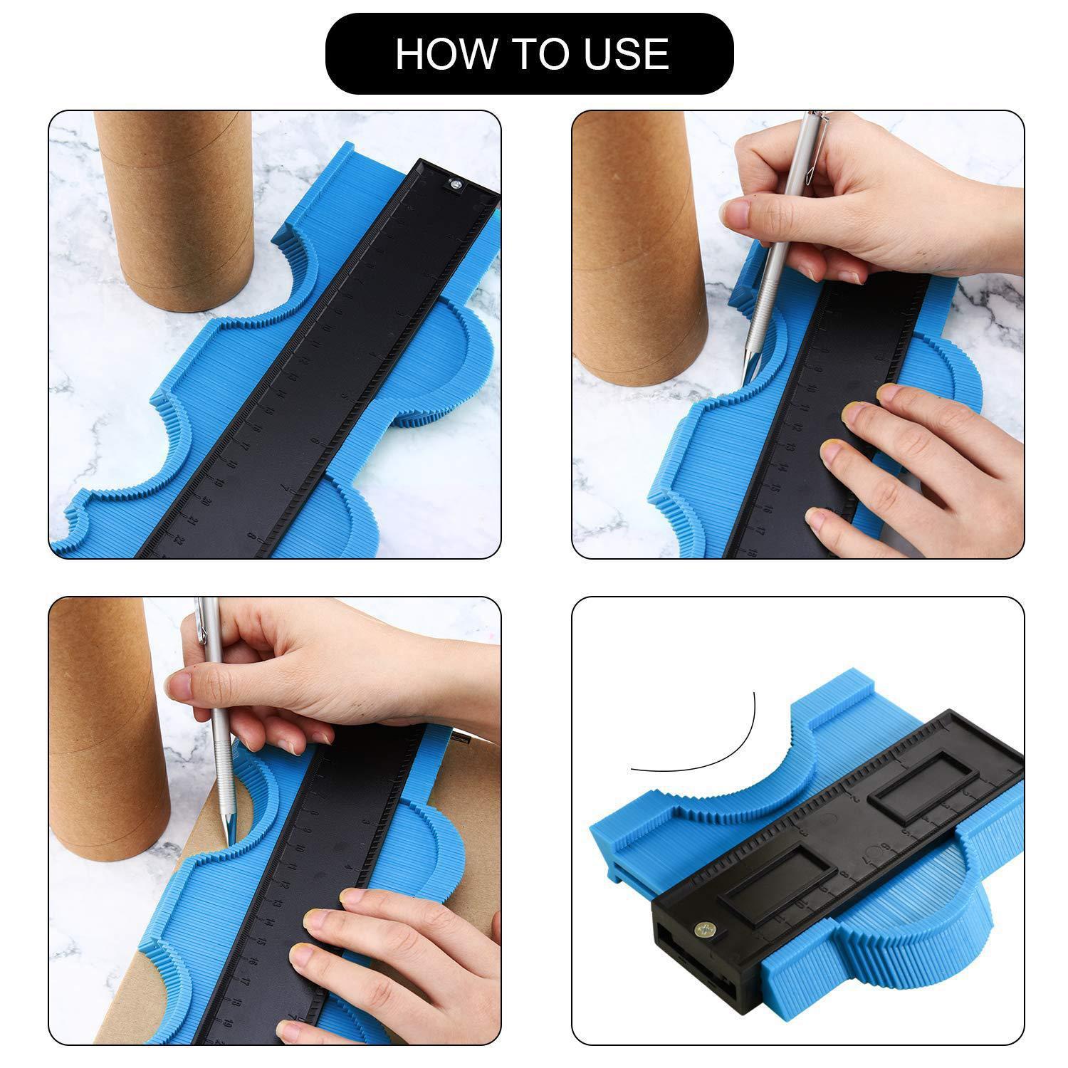 

12/14/25 см неправильные контуры, дуговая линейка, пластиковый датчик, контурный профиль, шкала, шаблон, шкала кривизны, плитка, ламинат 25CM синий