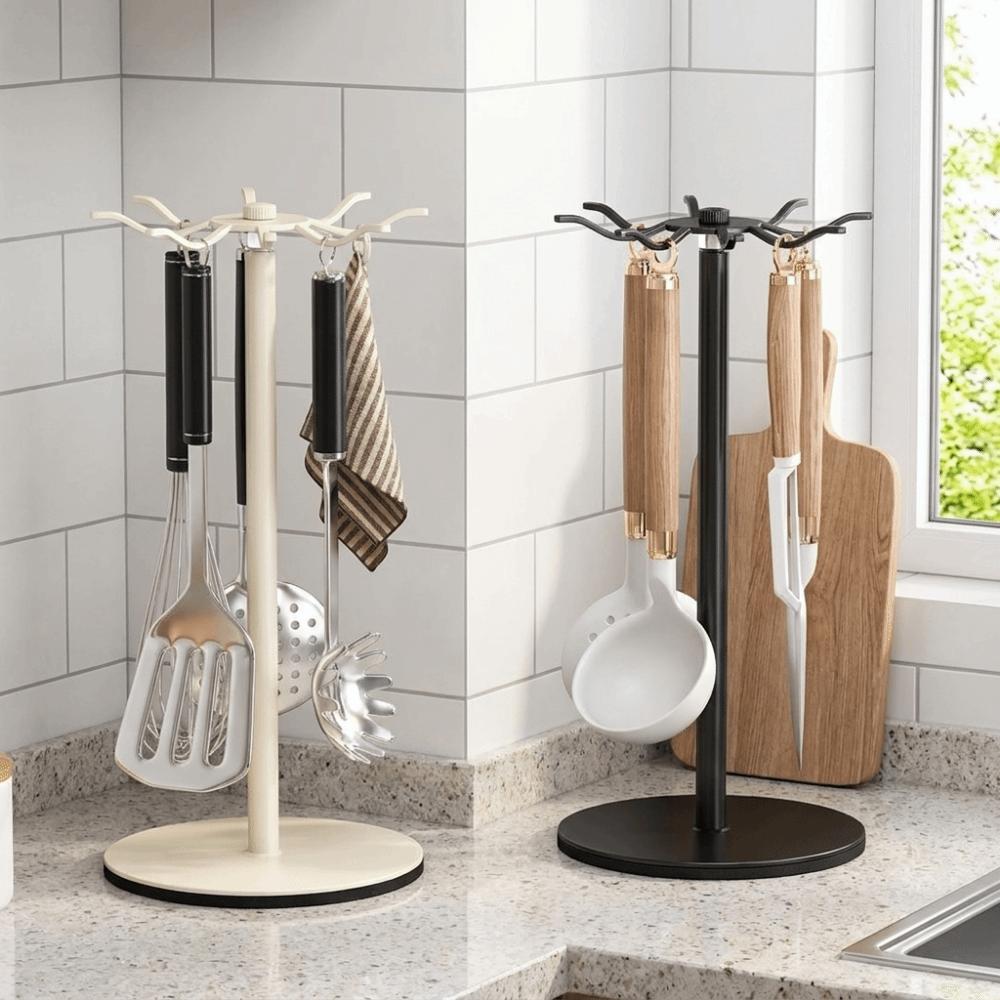 Wall Mounted/Freestanding Spatula Storage Rack 8 Hooks Pot Shovel Rack  for Kitchen