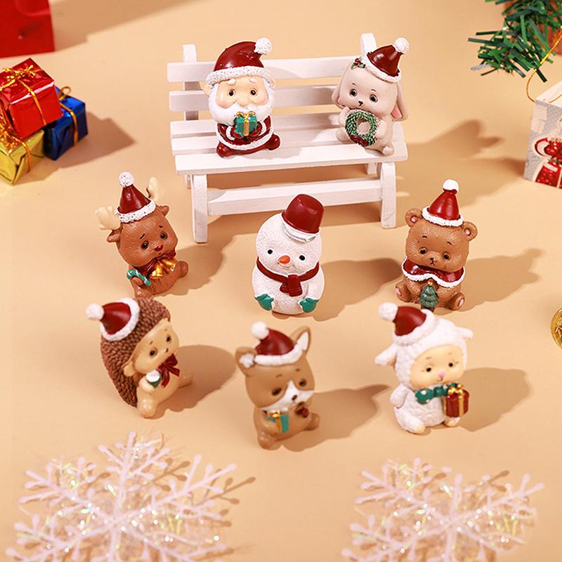 Christmas Series Craft Resin Animal Party Creative Mini Christma Tree Old Girl Kids Cute Gift Home Decoration Supplies Decor