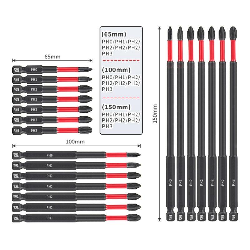 Magnetic Head Crosses Screwdriver Bit Durability Steel Construction Shock Resistant Drill Bit With Keychain Storage
