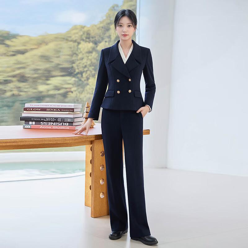 

Женский элегантный двубортный блейзер и комплект брюк с широкими штанинами M