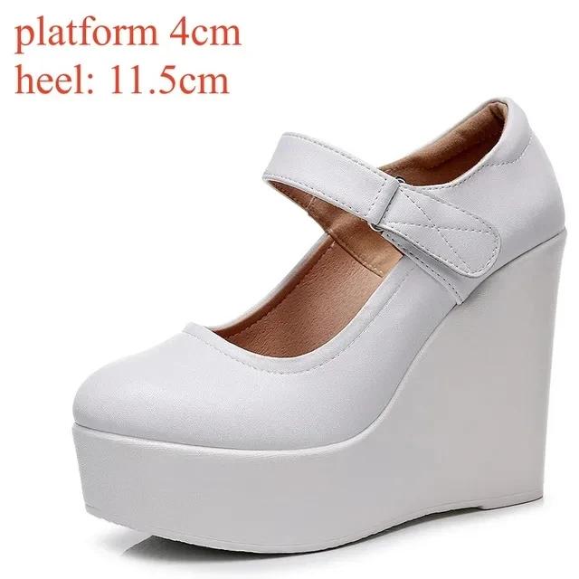 Genuine Leather Shoes Platform Wedges Mary Janes Women Spring 2025 High Heels Pumps for Office Model Chaussure Femme for Mujer