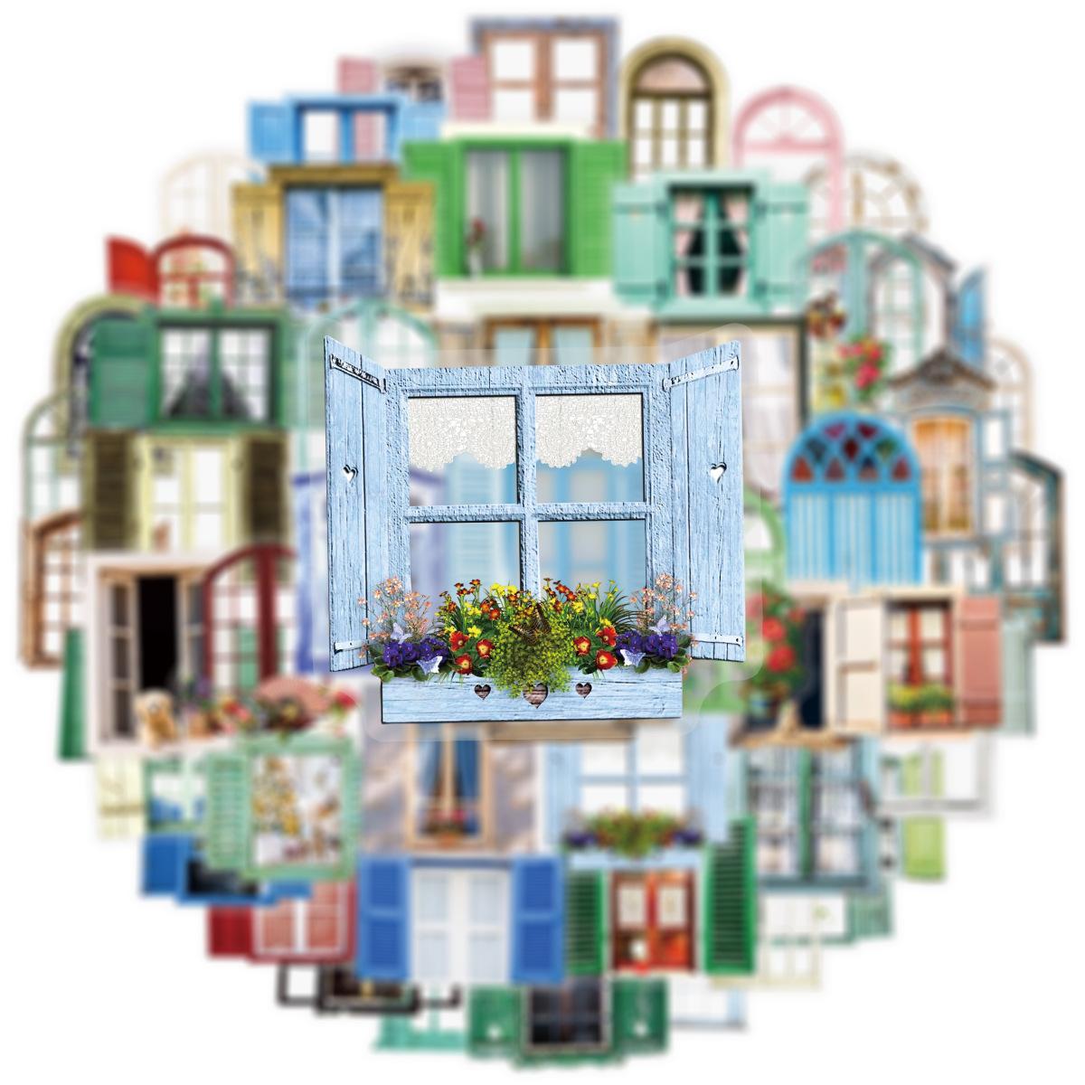

50/100Pcs PET Clear Window Stickers-Vintage Map Cutout Decals for Laptop Phone, Notebook, Stationery, Guitar Waterproof Stickers