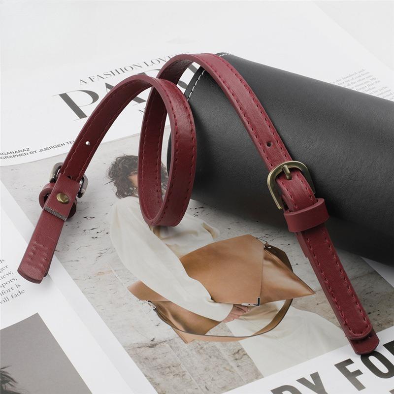 1Pc Removable Double Buckle Leather Bag Strap, Pressed Line Crossbody Shoulder Bag Strap Pu Stitch DIY Handmade Bag Strap