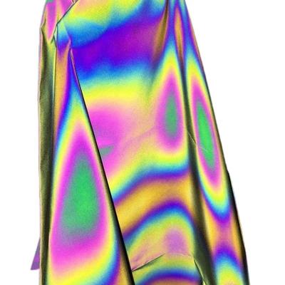 30cm/50cm/100cm/200cm Colorful Rainbow Reflective Fabric Glow In Dark Fabric Magic Material for Sewing 140cm Width