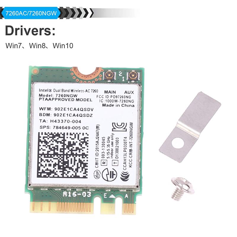1Pc 1200Mbps Bluetooth 4.0 Wifi Wireless Network Card Ngff Wifi Dongle Ac Dual Band 2.4G 5G For Laptop Intel 7260 7260Ngw