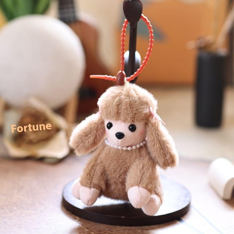 1Pcs Super Soft Cute Dog Pendant Kawaii Cartoon Poodle Keychain Plush Toy Kids Dogs Lovers Birthday Gift Bag Decoration
