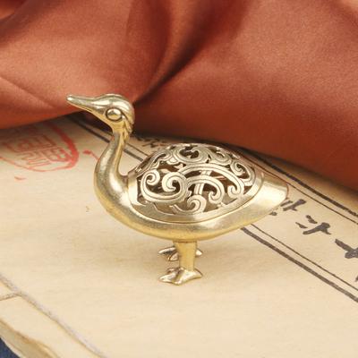 Brass Hongyan Furnace Desktop Ornament Shape Antique Style Craft Duck Incense Burner Old Copperware Wholesal