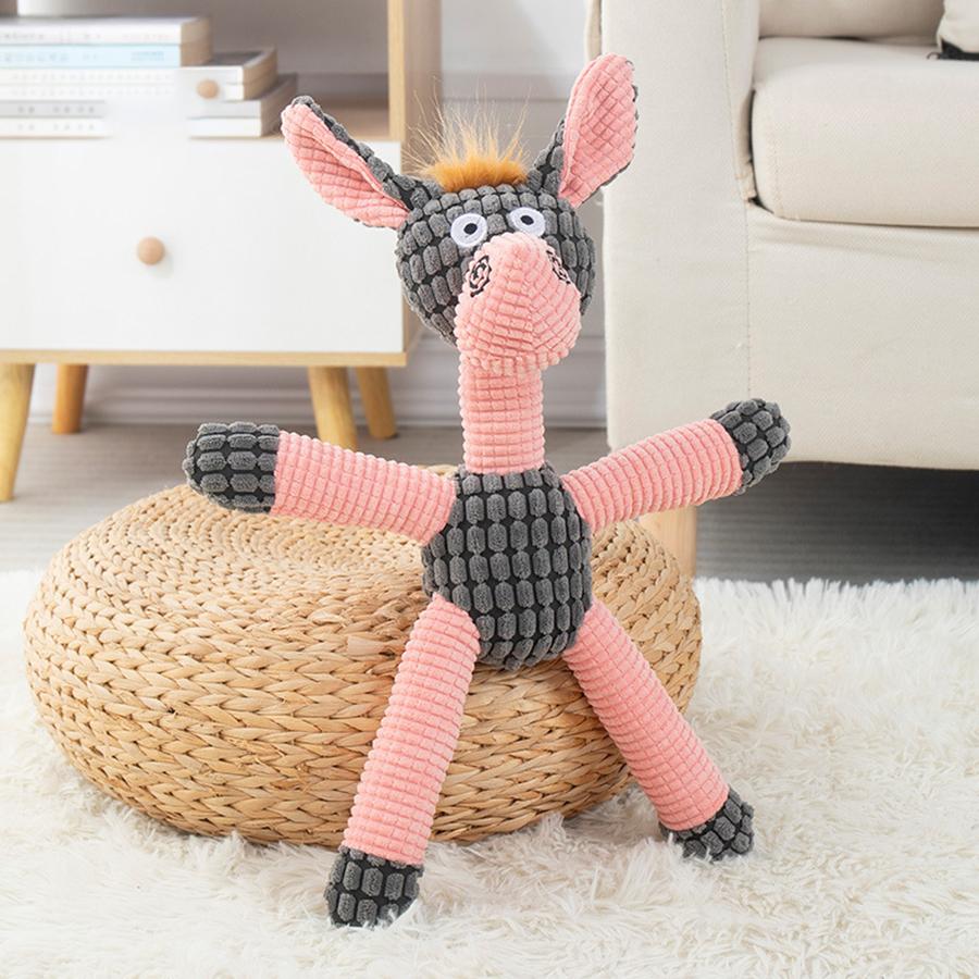 

Забавная игрушка для питомца в форме осла, вельветовая жевательная игрушка для собак, пищалка для щенков, пищащая плюшевая игрушка для моляров, дрессировочные аксессуары для собак