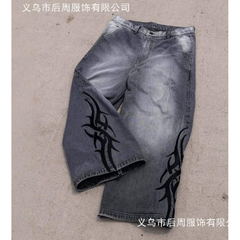 Washed Distressed Straight Fit Denim Jeans Men Women Casual Streetwear 2025