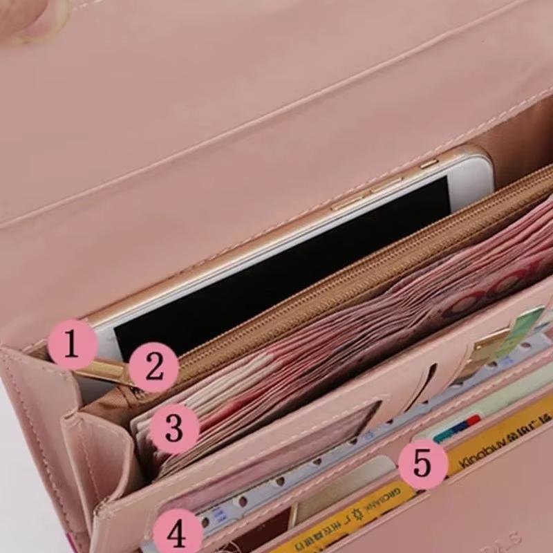 Women's Wallet for Faux Leather Long Coin Purse Multi-functional Casual Large Clutch Bag