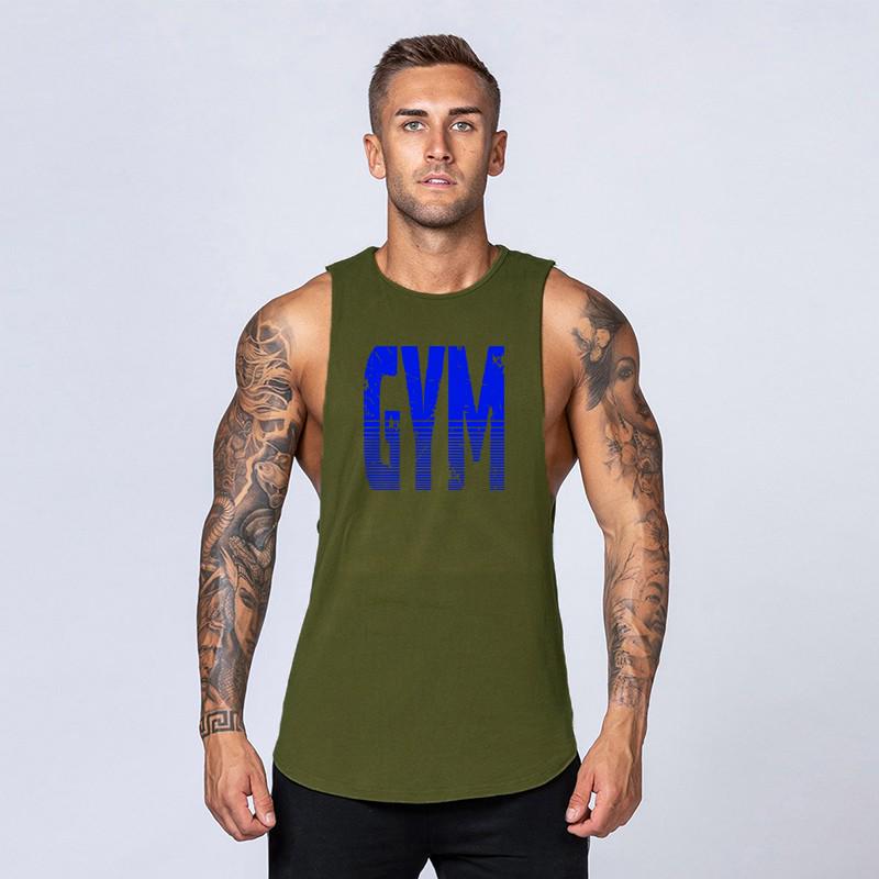 

Виконайте роботу ТРЕНАЖЕРНИЙ ЗАЛ Літери Друк графічних синглів Чоловічий без рукавів Літній каузальний тренажерний зал Тренування жилетка XXL армія зелений колір