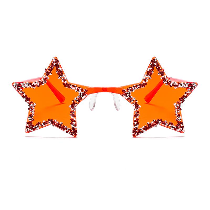 Fashion Candy Color Shades with Crystal Shiny Retro Rimless Star Women Ins Brand Design Sunglasses Chic Beach Sun Glasses