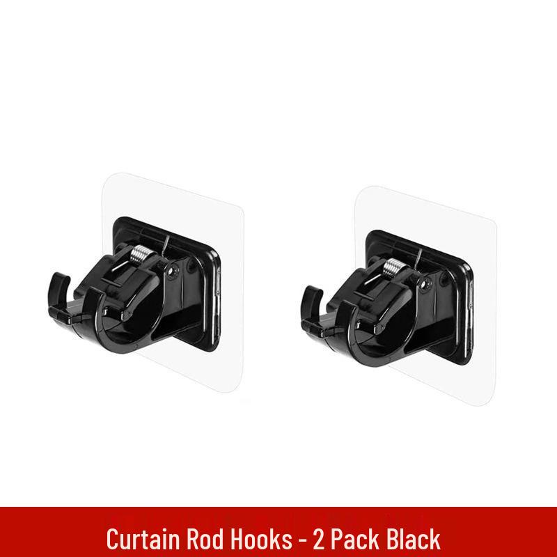 Adhesive Curtain Rod Hooks & Brackets - No-Drill Telescopic Crossbar Clips for Door & Clothes Rack