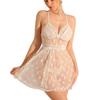 New Love Mesh Nightdress European and American Sexy Lace Perspective Suspender Nightdress Women's Sexy Pajamas