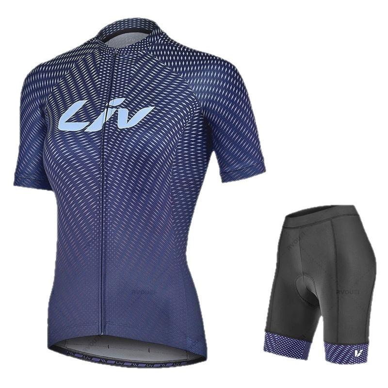 Womens Cycling Jersey Set Short Sleeve Bike Apparel Quick-Dry Outdoor Road Kit