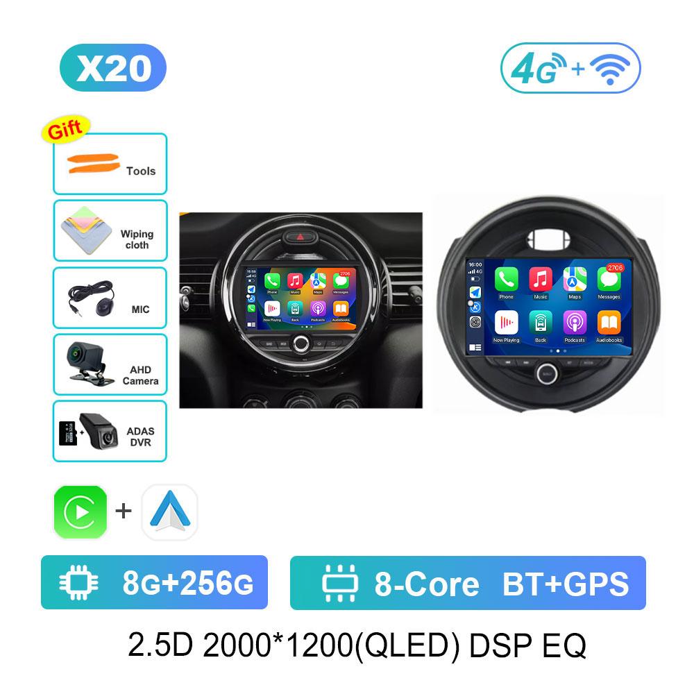 For BMW MINI Cooper F54 F55 F56 F60 2015 - 2019 Car Android 14 System DSP Stereo 4G Navigation GPS WiFi IPS Touch Screen BT