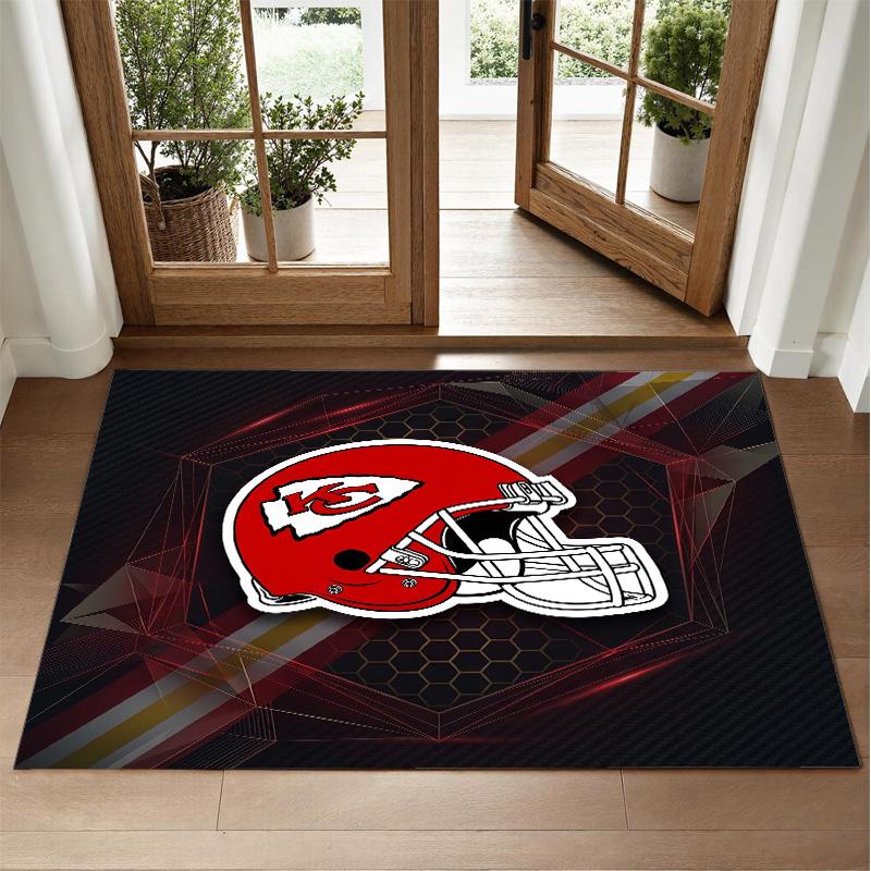 Kansas City Chiefs Design Crystal Velvet Rug Soft Decorative Mat for Bedroom Entrance